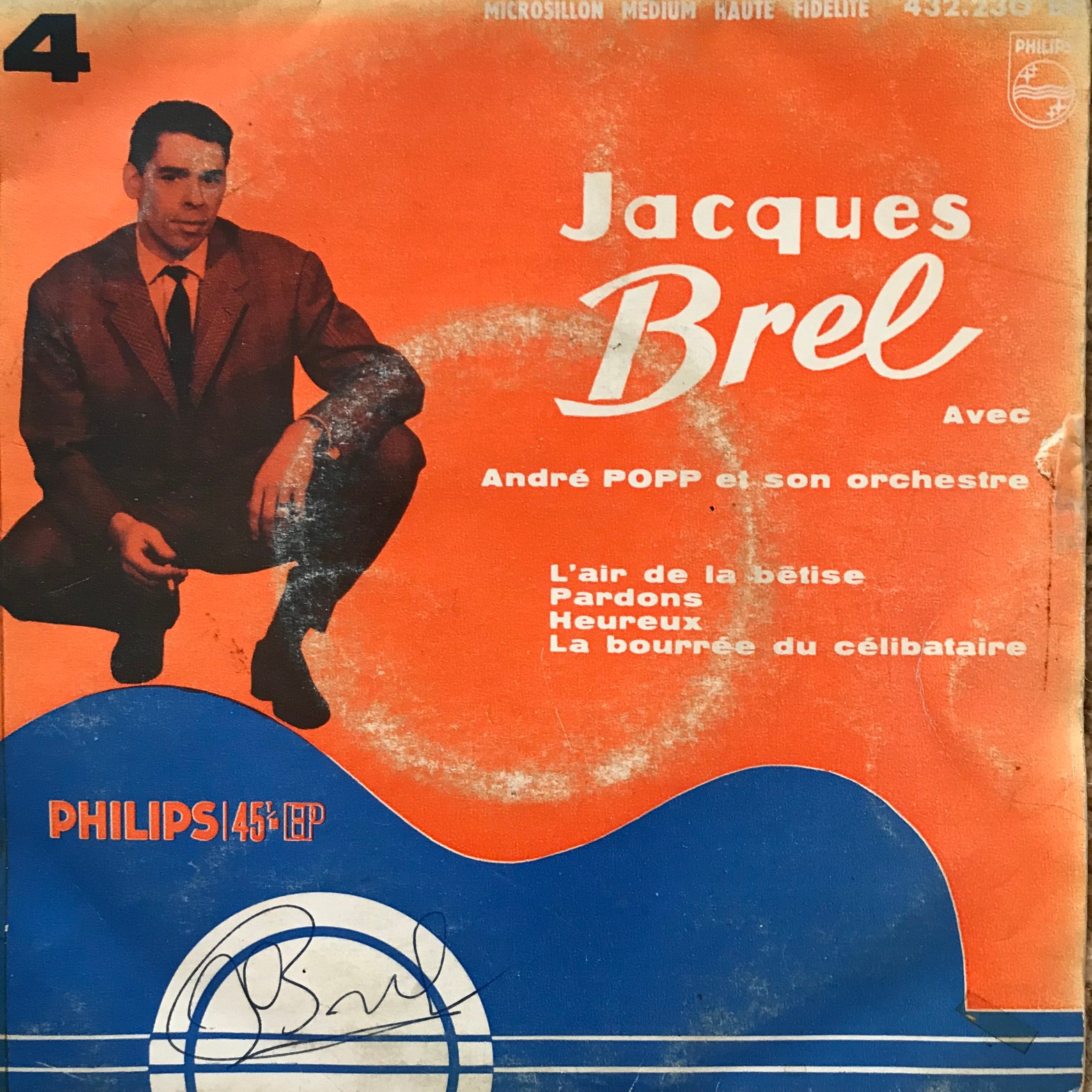 Jacques Brel Vinyl Single EP L'Aire De La Betise