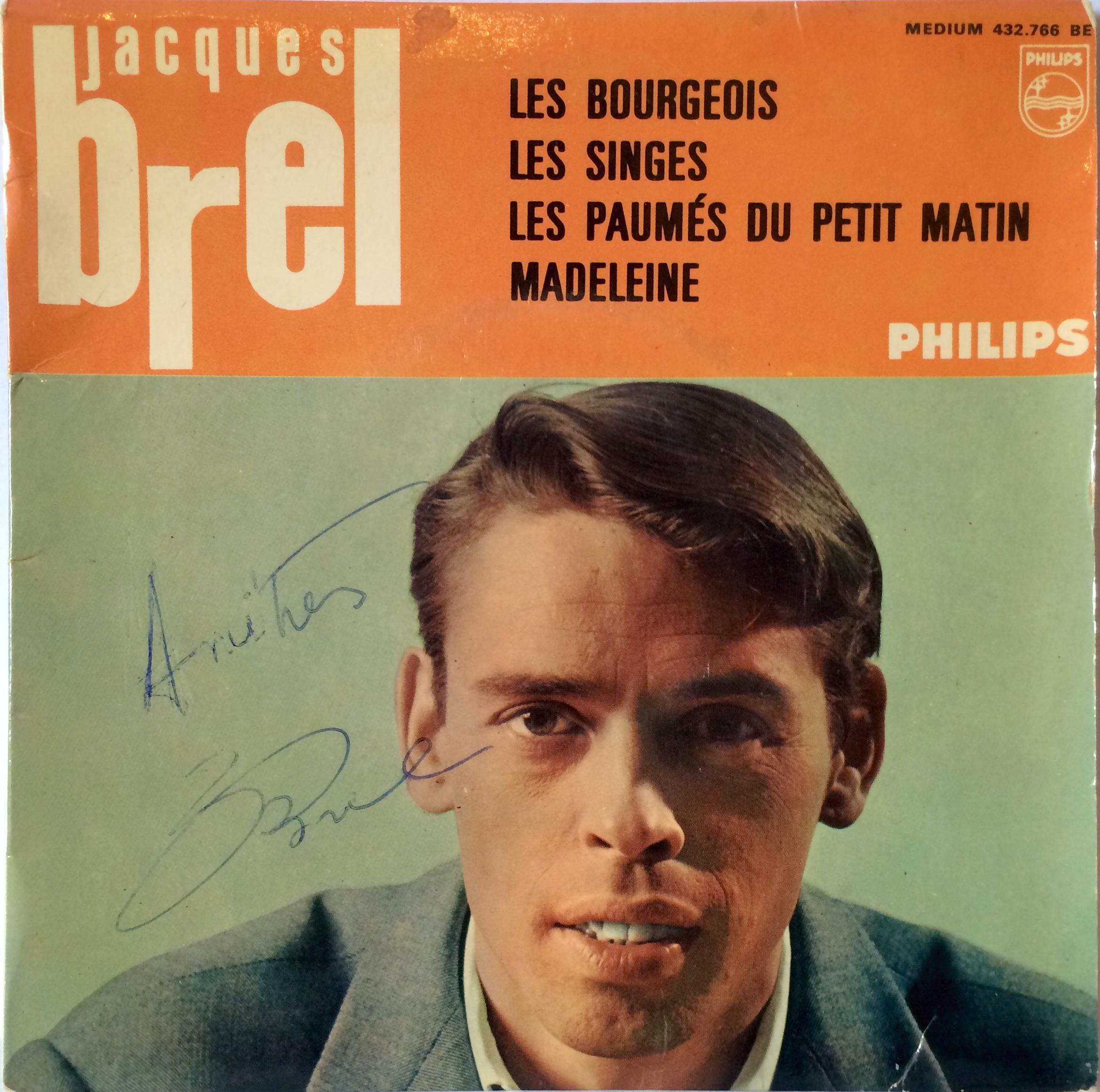 Jacques Brel Vinyl EP - Les Bourgeois, Les Singes, Les Paumes Du Petit Matin, Madeleine