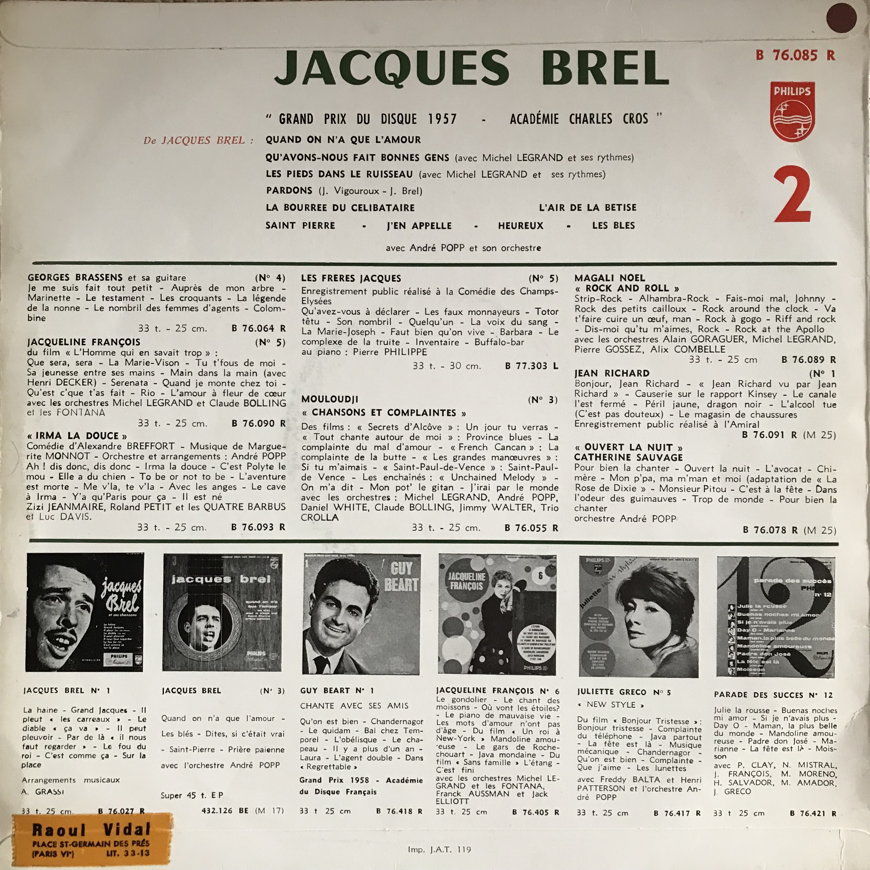 Jacques Brel, Quand On N'a Que L'Amour Album